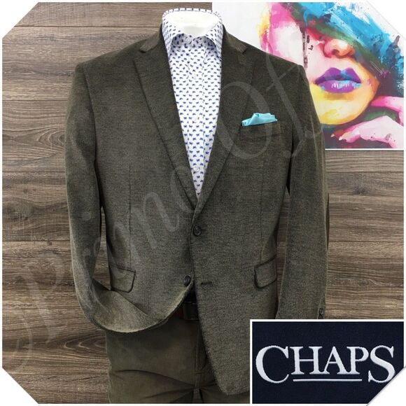 CHAPS Mens Blazer Sport‎ Coat Casual Two Button Jacket Size 46R Corduroy Suit